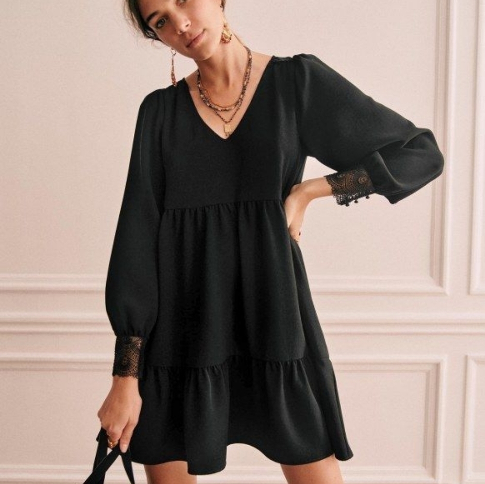 Sezane Aurena Dress Noir Black - Size 38
